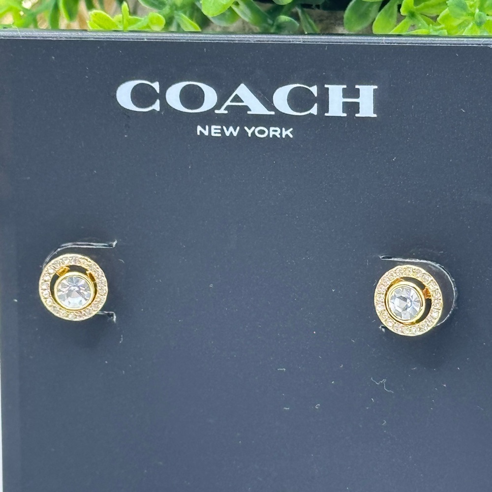 Coach Floating Center Gold and Silver Stud Earrings - Picture 2 of 4